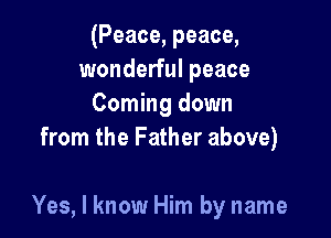 (Peace, peace,
wonderful peace
Coming down
from the Father above)

Yes, I know Him by name