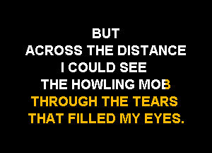 BUT
ACROSS THE DISTANCE
I COULD SEE
THE HOWLING MOB
THROUGH THE TEARS
THAT FILLED MY EYES.