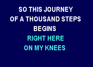 SO THIS JOURNEY
OF A THOUSAND STEPS
BEGINS

RIGHT HERE
ON MY KNEES