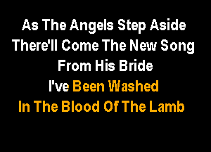 As The Angels Step Aside
There'll Come The New Song
From His Bride

I've Been Washed
In The Blood Of The Lamb