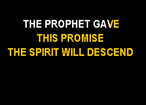 THE PROPHET GAVE
THIS PROMISE
THE SPIRIT WILL DESCEND