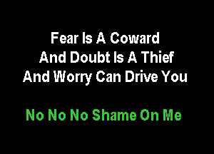 Fear Is A Coward
And Doubt Is A Thief

And Worry Can Drive You

No No No Shame On Me
