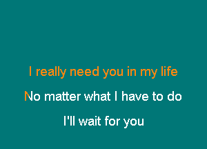 I really need you in my life

No matter what I have to do

I'll wait for you