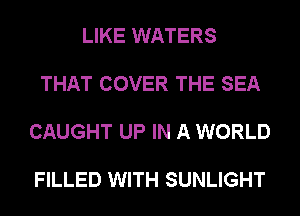 LIKE WATERS

THAT COVER THE SEA

CAUGHT UP IN A WORLD

FILLED WITH SUNLIGHT