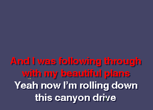 Yeah now Pm rolling down
this canyon drive