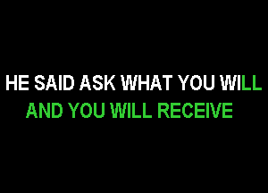 HE SAID ASK WHAT YOU WILL

AND YOU WILL RECEIVE