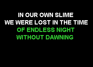 IN OUR OWN SLIME

WE WERE LOST IN THE TIME
OF ENDLESS NIGHT
WITHOUT DAWNING