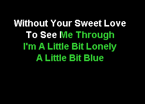 Without Your Sweet Love
To See Me Through
I'm A Little Bit Lonely

A Little Bit Blue