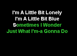 I'm A Little Bit Lonely
I'm A Little Bit Blue
Sometimes I Wonder

Just What l'm-a Gonna Do