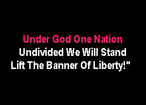 Under God One Nation
Undivided We Will Stand

Lift The Banner Of Liberty!