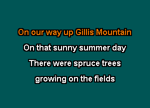 On our way up Gillis Mountain

On that sunny summer day

There were spruce trees

growing on the fields