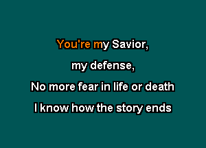 You're my Savior,
my defense,

No more fear in life or death

I know how the story ends