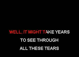 WELL, IT MIGHT TAKE YEARS
TO SEE THROUGH
ALL THESE TEARS