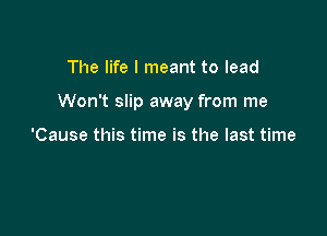 The life I meant to lead

Won't slip away from me

'Cause this time is the last time