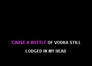 'CAUSE A BOTTLE 0F VODKA STILL
LODGED IN MY HEAD