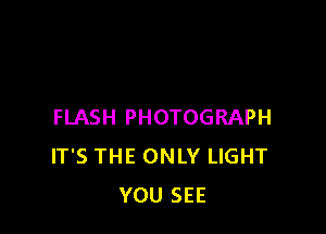 FLASH PHOTOGRAPH
IT'S THE ONLY LIGHT
YOU SEE