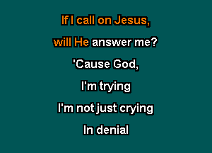 lfl call on Jesus,
will He answer me?
'Cause God,

I'm trying

I'm notjust crying

In denial
