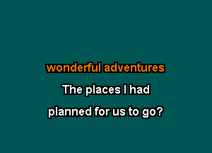 wonderful adventures

The places I had

planned for us to go?