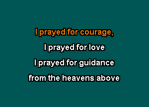 I prayed for courage,

lprayed for love
I prayed for guidance

from the heavens above