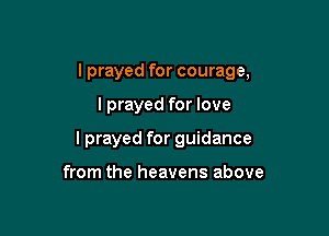 I prayed for courage,

lprayed for love
I prayed for guidance

from the heavens above