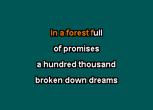 In a forest full

of promises

a hundred thousand

broken down dreams