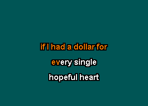ifl had a dollar for

every single

hopeful heart