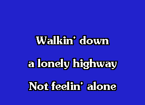 Walkin' down

a lonely highway

Not feelin' alone