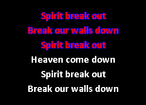 mmw
chdzemmiam
mmw
Heaven come down
Spirit break out

Break our walls down I