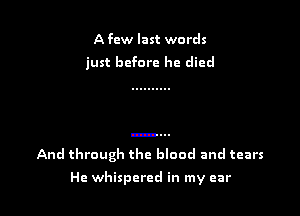 A few last words
just before he died

And through the blood and tears

He whispered in my ear