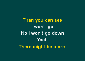 Than you can see
I won't go

No I won't go down
Yeah

There might be more