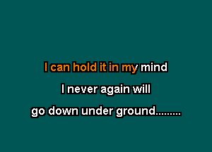 I can hold it in my mind

I never again will

go down under ground .........