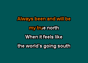 Always been and will be
my true north
When it feels like

the worlds going south