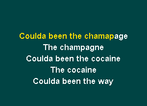 Coulda been the chamapage
The champagne

Coulda been the cocaine
The cocaine
Coulda been the way