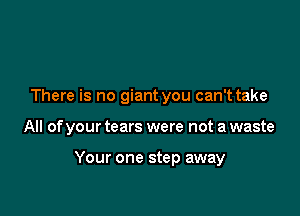 There is no giant you can't take

All of your tears were not a waste

Your one step away