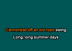 Cannonball off an old rope swing

Long, long summer days