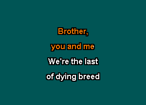 Brother,
you and me

We're the last

of dying breed