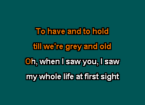 To have and to hold

till we're grey and old

Oh, when I saw you, I saw

my whole life at first sight