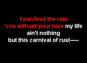 Yeah feed the rain
'cos without your love my life

ain't nothing
but this carnival of rust -----