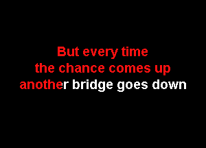 But every time
the chance comes up

another bridge goes down