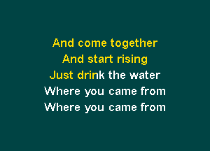 And come together
And start rising

Just drink the water
Where you came from
Where you came from