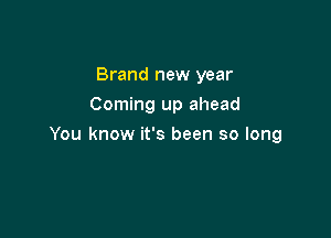Brand new year
Coming up ahead

You know it's been so long