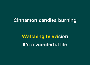 Cinnamon candles burning

Watching television
It's a wonderful life