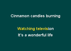 Cinnamon candles burning

Watching television
It's a wonderful life