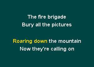 The fire brigade
Bury all the pictures

Roaring down the mountain
Now they're calling on
