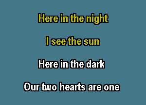 Here in the night

I see the sun
Here in the dark

Our two hearts are one