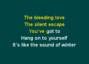 The bleeding love
The silent escape
YouWe got to

Hang on to yourself
IFS like the sound of winter