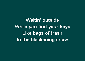 Waitin' outside
While you fmd your keys

Like bags of trash
In the blackening snow