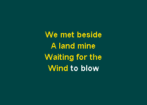 We met beside
A land mine

Waiting for the
Wind to blow