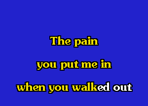 The pain

you put me in

when you walked out