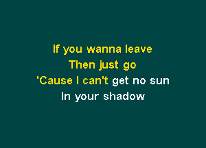 If you wanna leave
Then just go

'Cause I can't get no sun
In your shadow